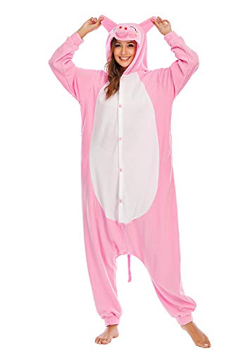 Pijamas Animales Mujer Disfraces de Cosplay para Adultos Pijama Cerdo Enteros, M