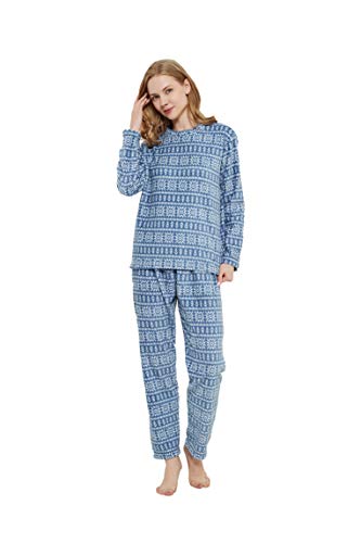 PimpamTex – Pijama Coralina de Mujer Otoño-Invierno de Manga Larga Polar Calentito con Tacto Suave – (M, Nuria Indigo)