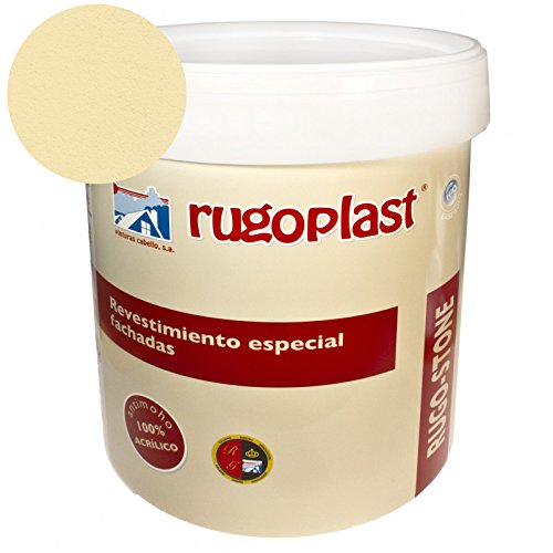 Pintura revestimiento especial fachadas Rugo Stone Colores ideal para dar un toque de color a las paredes exteriores de tu casa (4L, Duna) Envío GRATIS 24 h.