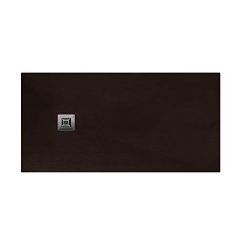 Plato de ducha rectangular de 130 x 70 x 3 centímetros, con válvula de desagüe, colección Suite N, color wengué (Referencia: 6347382)