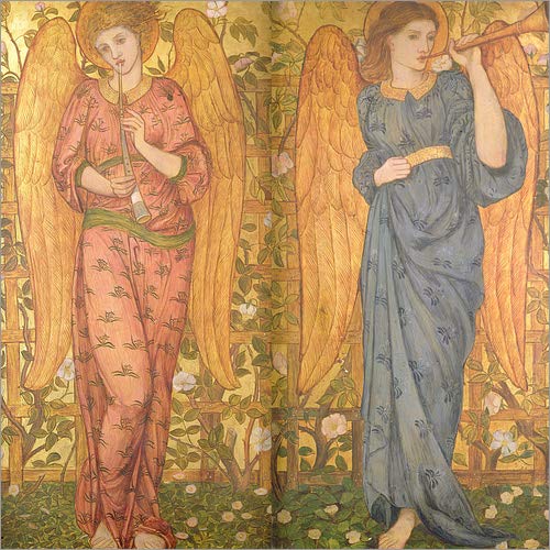 Posterlounge Cuadro de PVC 13 x 13 cm: Angels with an Oboe and a Trumpet, 1861-62 de John Roddam Spencer Stanhope/Bridgeman Images