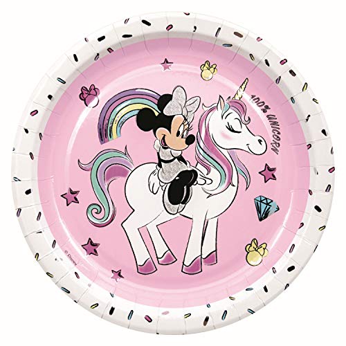 Procos 90327 - Platos de fiesta (8 unidades), diseño de Minnie Mouse, color rosa y blanco