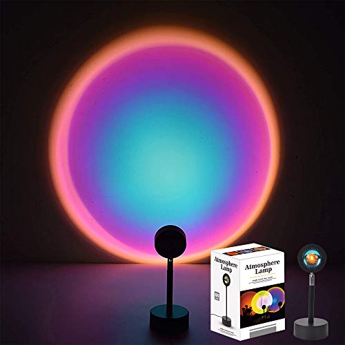 Proyector de puesta de sol con botón USB, luz nocturna LED, para casa, cafetería, fondo, decoración de pared, lámpara colorida para tomar fotos en vivo (Rainbow)