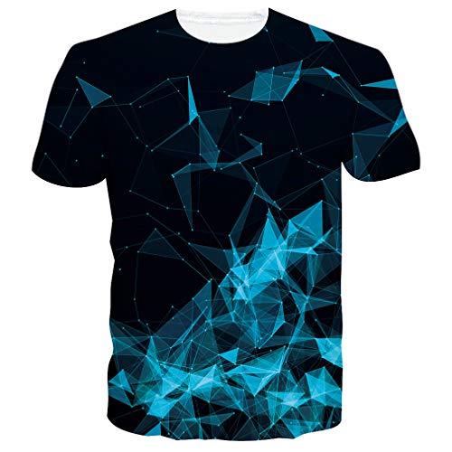 RAISEVERN Hombre 3D Camisetas Shark Print Unisex Cuello Redondo Manga Corta Trajes de Verano Camisetas Tops Azul