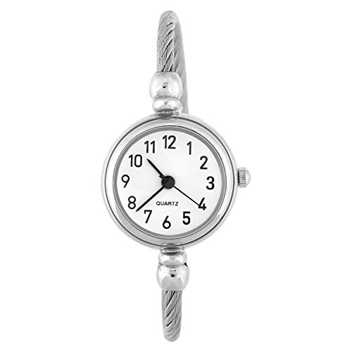 Reloj de cuarzo para mujer de 4 colores, reloj de pulsera para mujer, reloj de pulsera abierto, con correa de aleación, reloj para mujer, reloj redondo para mujer, reloj para mujer(Blanco árabe)