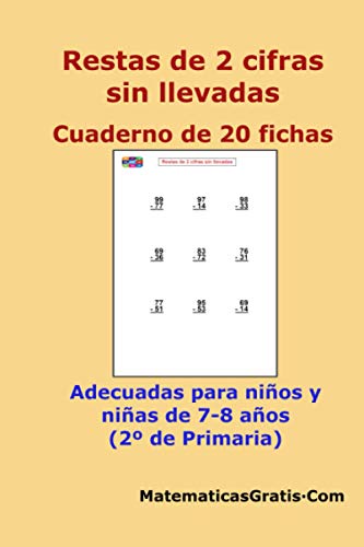 Restas de 2 cifras sin llevadas: Cuaderno de 20 fichas (Cuaderno de fichas de Matemáticas)