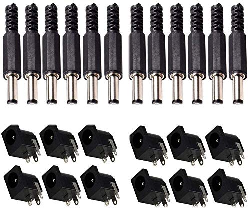 RUNCCI-YUN 12Pcs 5.5 x 2.1 mm DC Power Jack Socket Adaptador de Conector Hembra de Montaje en Panel 12Pcs