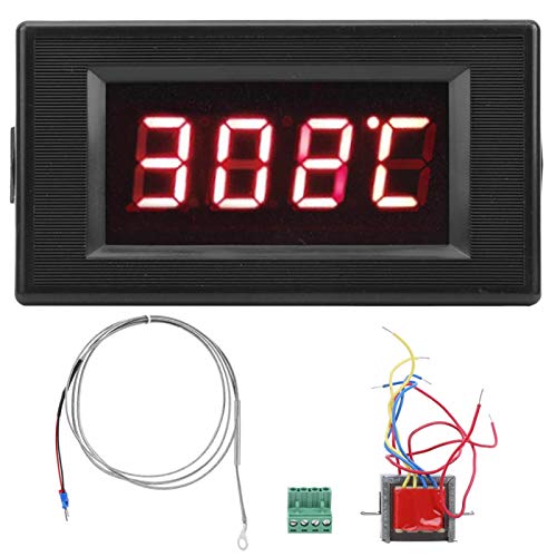 SALUTUYA Medidor de Temperatura Digital Industrial con Pantalla Digital DYG-5135 con Fuente de alimentación AC12V con Sensor de Temperatura de termopar Tipo K para calderas