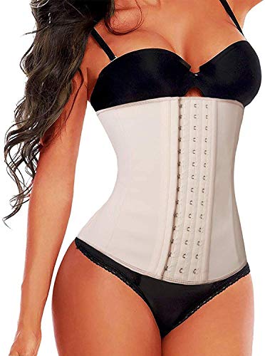 SHAPERX Mujer Corsé Látex Waist Trainer Adelgazantes Faja Reductora Corset Underbust Bustier Perder Peso, UK-DT1999-Beige-M