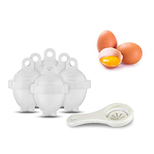 Shop-STORY – Juego de 6 cocedor de huevos sin cáscara de silicona para una cocción fácil + 1 separador de amarillo de huevos.