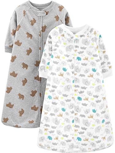 Simple Joys by Carter's 2-Pack Microfleece Sleepbag Wearable Blanket Baby Blankets, Animales/Oso Gris Heather, 6-9 Meses, Pack de 2