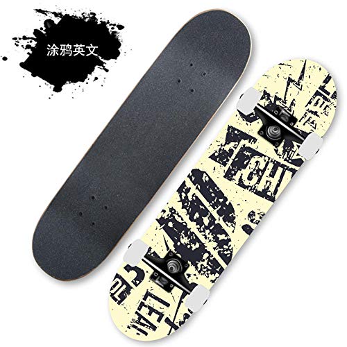 Skateboard 80cm Completo Mini Cruiser Skateboard per Bambini, Giovani e Adulti, Ruote con All-in-One Skate -59