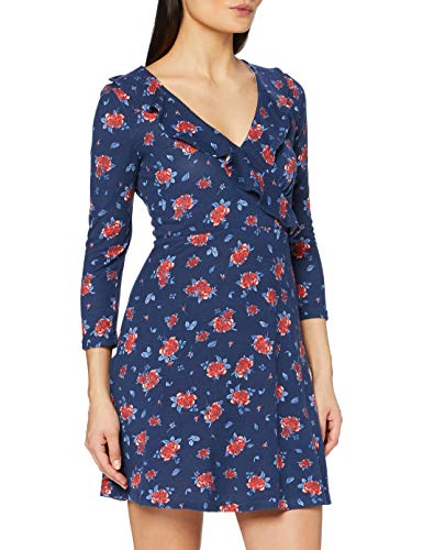 Springfield Corto AOP Flores Vo-c/18 Vestido, Azul (Light_Blue 18), L (Tamaño del Fabricante: L) para Mujer