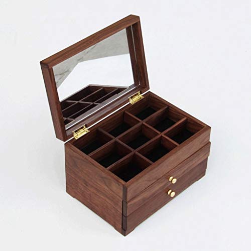 SSG Home Hermosa Caja de joyería con el Regalo de Bloqueo Simple Negro Nogal Joyero de Madera Maciza Pulsera del Collar del Anillo de Bodas de la joyería Caja de Almacenamiento Cajas de Regalo