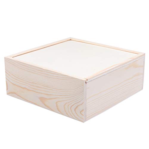 STOBOK Caja de Regalo de Madera sin Terminar con Caja de Almacenamiento Joyas Cuadrada Superior Deslizante Caja de Pulsera Titular para Fiesta de Cumpleaño