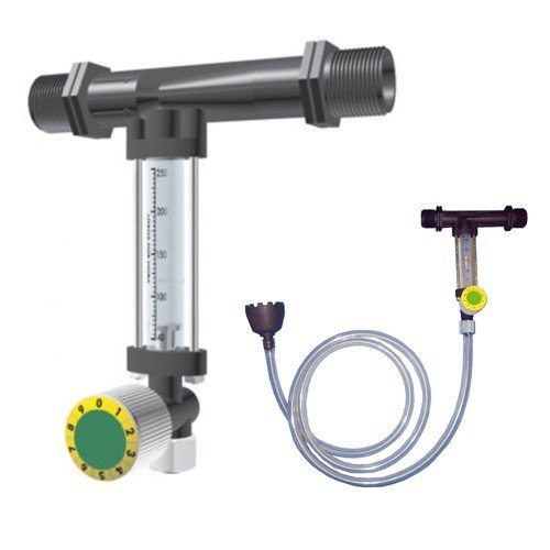 Suinga INYECTOR VENTURI de FERTILIZANTE 32Ø 9mm con llave dosificadora de precisión. Caudal máximo riego 6000 l/h. Caudal máximo fertilizante 260 litros a 3 bar. Rosca macho 1"