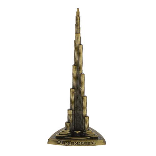 SUPERPOWER Estatua de metal de bronce de 7 pulgadas de alto Burj Khalifa Architecture modelo de construcción famosa Dubai Souvenir regalos para recámara mesa decoración del hogar