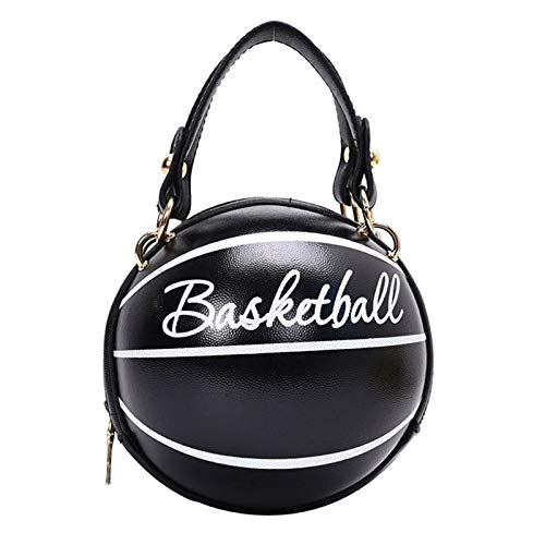 SWEETWU - Bolso de baloncesto redondo de piel sintética para mujer