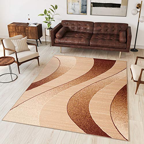 Tapiso Alfombra De Salón Moderna – Color Beige Diseño Rayas – Varias Dimensiones S-XXXL 140 x 200 cm