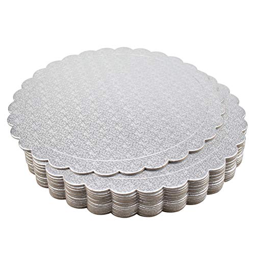 Tebery Paquete de 15 tablas redondas para tartas de cartón de 25,4 cm, color plateado