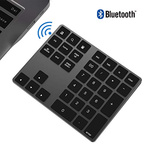 Teclado numérico Bluetooth, IKOS Teclado numérico externo Bluetooth de 34 teclas con múltiples accesos directos para computadora portátil Windows Surface IOS iMac Mackbook Android Tablet