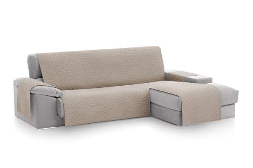 Textilhome - Funda Cubre Sofá Chaise Longue Geo Circus, Protector para Sofás Acolchado Brazo Derecho. Tamaño -200cm. Color Beige (Visto DE Frente)