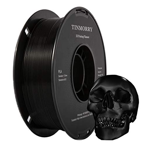 TINMORRY PLA Filamento 1.75 mm, Tangle-Free Filamento para impresora 3D Negro, Tolerancia de diámetro +/- 0.02 mm, Peso neto 1kg 1 carrete