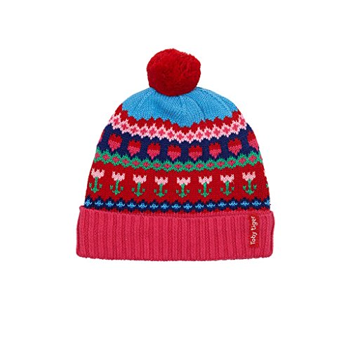 Toby Tiger 100% Cotton Outer Super Cosy Fleece Lined Tulip Knitted Hat. Sombrero, Multicolor, Medium para Niñas