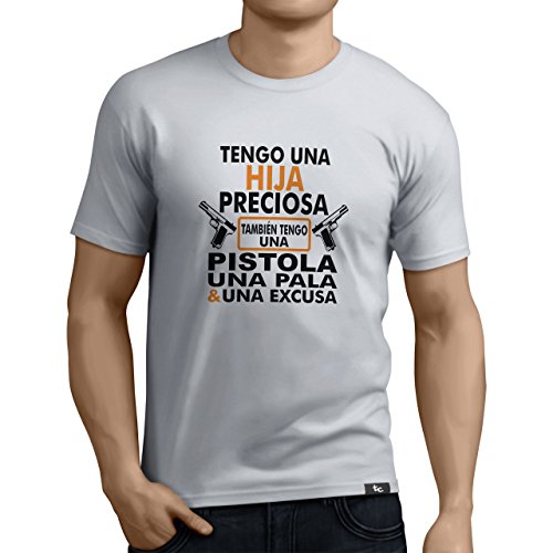 Tuning Camisetas - Camiseta Divertida para Hombre - Modelo Tengounahijapreciosa, Color Blanco- Talla L (0264-blanco-Tengo-una-hija-preciosa-L)