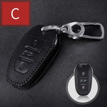 Tuqiang® Funda de Piel con Llaveros para Llave De Coche Funda Control Remoto para Citroen C 3 Botones Inteligente Llave 1 Pc