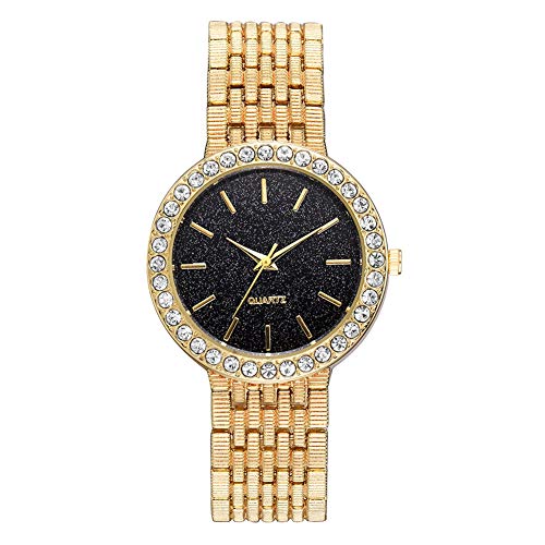 TYYW Elegante Reloj De Pulsera De Cuarzo con Banda De Acero, Espejo De Cristal con Reloj Femenino De Cielo Estrellado (Dorado)