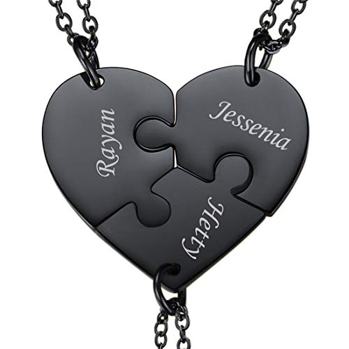 U7 Colgante Puzzle Rompecabezas para BFF Conjuntos de 3 Unidades Collar de corazón Mejores Amigas para Siempre con Patrón de Corazón Collar Creativo Regalo para Amigas Niñas