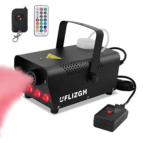 UFLIZOGH Máquina de Humo, 500W LED RGB 13 Luces de efectos de Escenario con Control remoto 3000 CFM para Fiestas Bodas Fiestas Disco DJ Halloween (Negro)