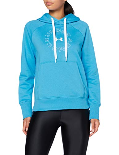 Under Armour Rival Fleece - Sudadera con Capucha para Mujer, Not Applicable, Rival Fleece Metallic Sudadera, Mujer, Color Ecuador Azul/Blanco/Blanco (417), tamaño Extra-Large