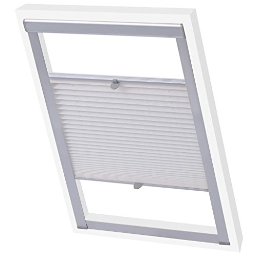 UnfadeMemory Persiana Plisada para Sistemas de Ventanas Velux,Persiana Veneciana,Protección de Privacidad,Resistente a los Rayos UV,Marco de Aluminio (M04/304, Blanco)