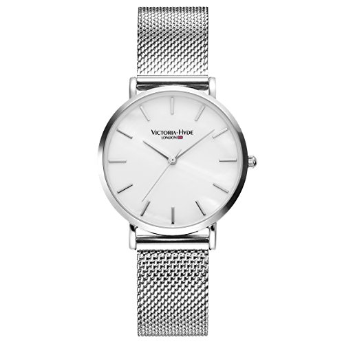 VICTORIA HYDE Moda Simple Mujeres Reloj de Pulsera de Cuarzo Banda de Malla de Acero Inoxidable