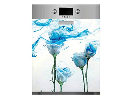 Vinilo para Lavavajillas Rosas Azules | Varias Medidas 50x65cm | Adhesivo Resistente y de Fácil Aplicación | Pegatina Adhesiva Decorativa de Diseño Profesional