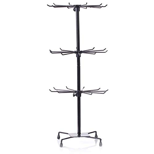 WANGXINQUAN Colgando Mostrar Plataforma giratoria de Tres Capas Collar de la Pulsera Calcetines Guante Mobile Rack Shell Bastidores los Productos Colgante (Color : Negro)