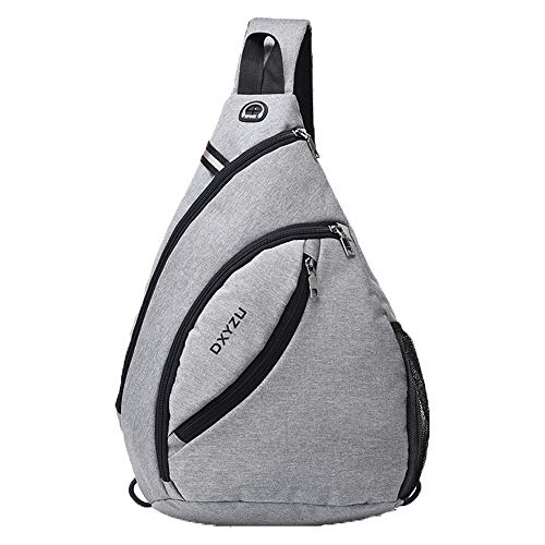 WDEC Bolso Pecho Hombre Mujer, Impermeable Bolsos Mochila Casual, Gran Capacidad, Riñonera Antirrobo, Reflector Nocturno, Mochila Universitaria, para Ciclismo Senderismo (Gris)