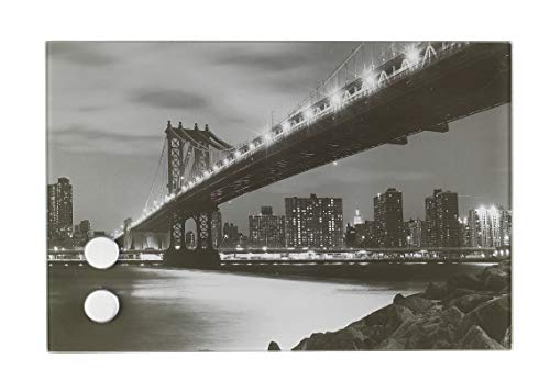 WENKO Caja cuelgallaves magnética Puente Manhattan grande - con 17 ganchos, Vidrio endurecido, 30 x 20 x 5 cm