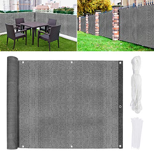 WOKKOL Malla para Jardin Exterior, Protector Balcon, Malla Protectora Balcon, Vallas Terraza, HDPE, Densidad 185 g/㎡, Protección contra el Viento UV para Balcón, Jardín, Piscina (90X500CM, Gris)