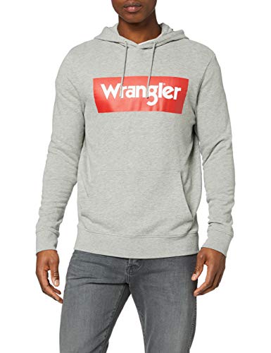 Wrangler Logo Hoodie Capucha, Gris (Mid Grey Mel X37), Large para Hombre