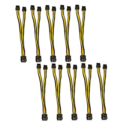 xiaocheng 8Pin Adapter Cable Dual 8 Pin 6+2p Male GPU Graphics Video Card Miner Power Extension Cable Cord Black Yellow Used in Daily Life