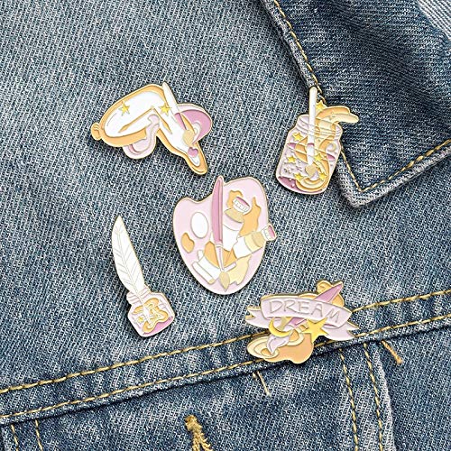 XIAODAN Pines Tablero de Dibujo Bandeja de Pintura Acuarela Pluma Broche Esmalte Broches Broches de Metal para Ropa Pin Insignias para Mochila Joyería 3