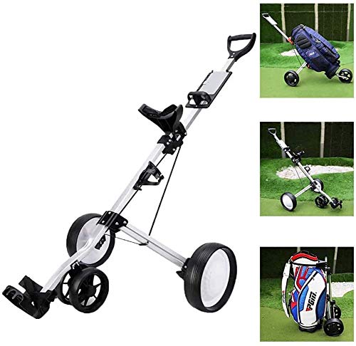 XINTONGSPP Carro De Golf, Capacidad De Carga 50 Kg/Ángulo Ajustable, Freno De Pie, Carro De Tres Ruedas De Peso Ligero De Golf con El Titular De La Botella De Agua (Sólo El Carro De Golf)