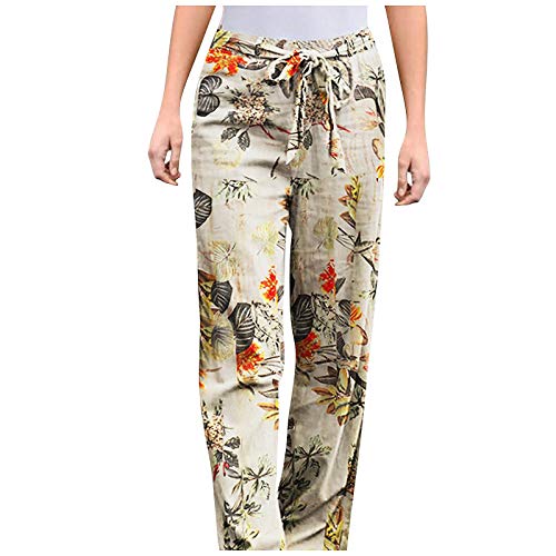 YANFANG Pantalones Impresos Cinta elástica cómoda Casual de la Cintura de Las Mujeres Talla Grande Verano Transpirable Playa