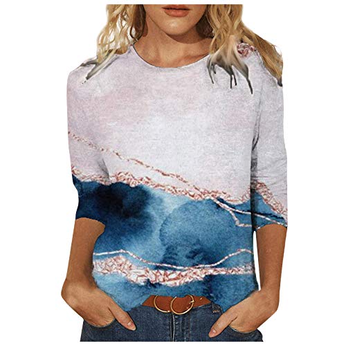 YANFANG Suéter Unisex para Mujer, Mod Primavera Impreso de Manga Larga con Cuello Redondo Color gradiente Casual Sudadera Blusa tee Tops