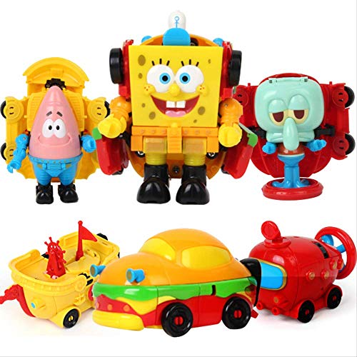 Yangzou 3 Piezas Transformación Nuevo Diseño Bob Esponja Figura Juguete Decoración Creativa para El Hogar Juguetes para Niños Colección De Personajes De Dibujos Animados