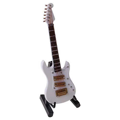 YOUSHI 10 cm Copia de Mini Guitarra Eléctrica, Con Caja Rack Instrumento Musical Modelo Blanco Rojo Café Negro Mini Guitarra Modelo Para Regalos (Color: Blanco)