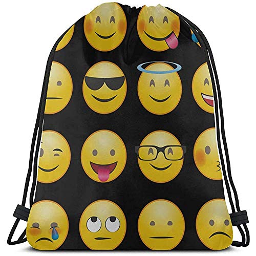 Yuanmeiju Bolsa de cordón para Dibujar,Saco de Gimnasia con cordón,Expression Smilie Whatsapp Emotion Laugh Face Happy Portable String Pull Bag Beach String Pull Bags Camping String Backpack Gym